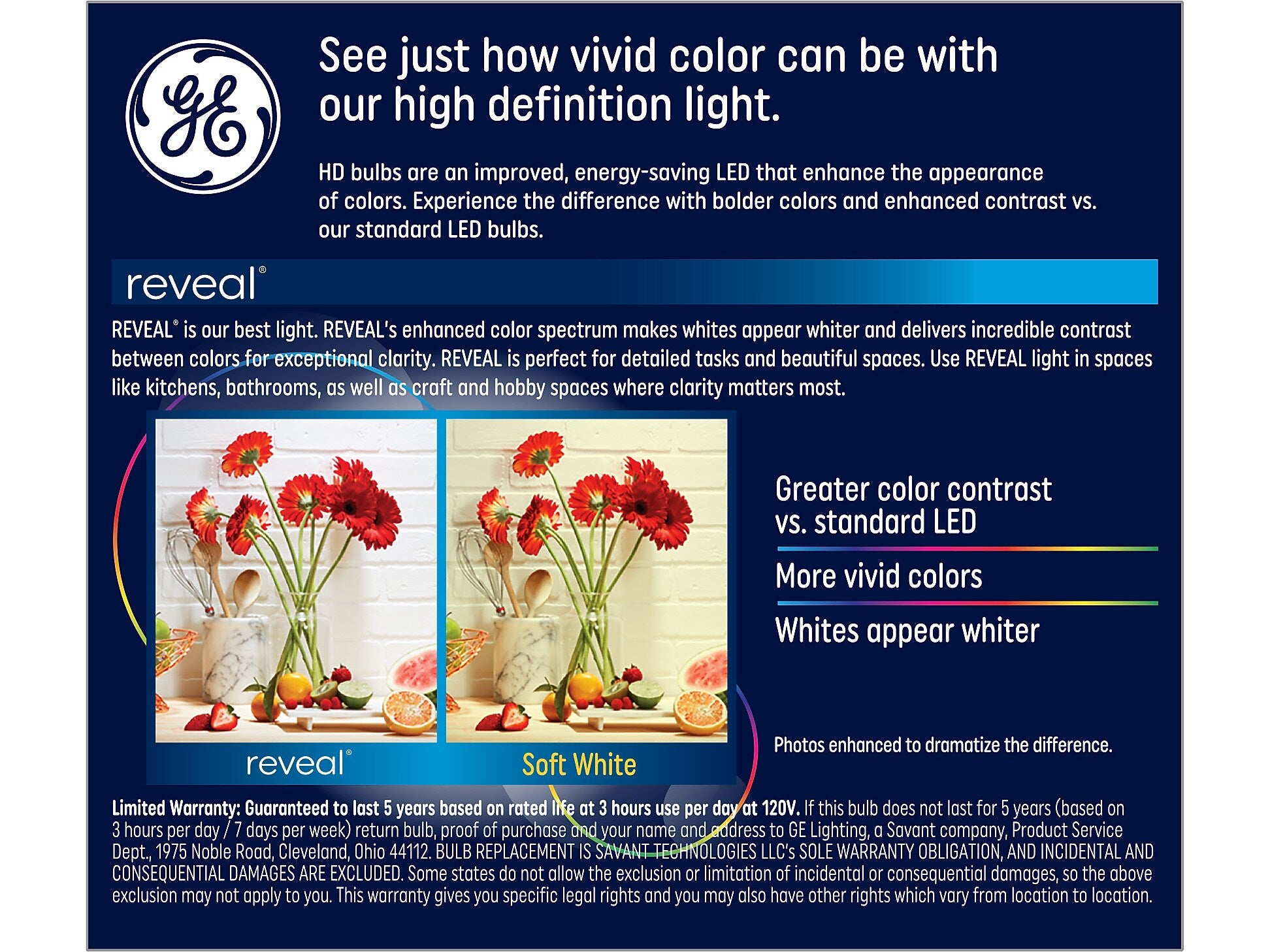GE Reveal HD+ 11 Watt White LED General-Purpose Bulb, 2/Pack (46657)