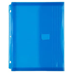 JAM Paper Plastic Binder Pocket, 3-Hole Punched, Blue, 3/Pack (218VB1BUX3)
