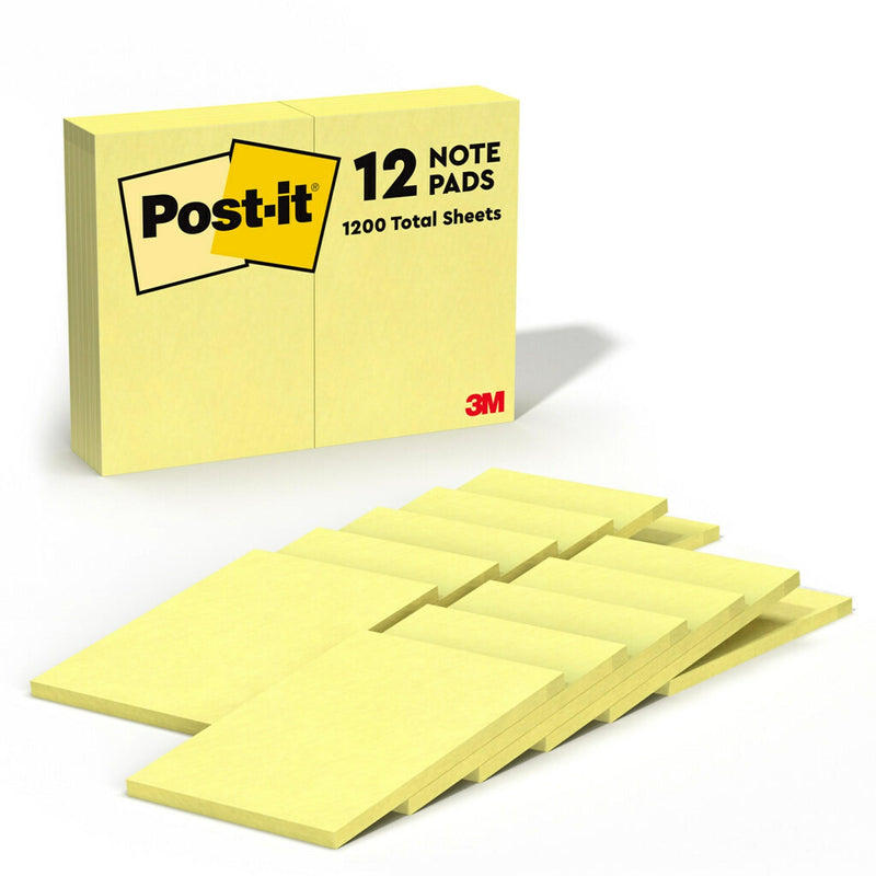 Post-it Notes, 4" x 6", Canary Collection, 100 Sheet/Pad, 12 Pads/Pack (659-YW)