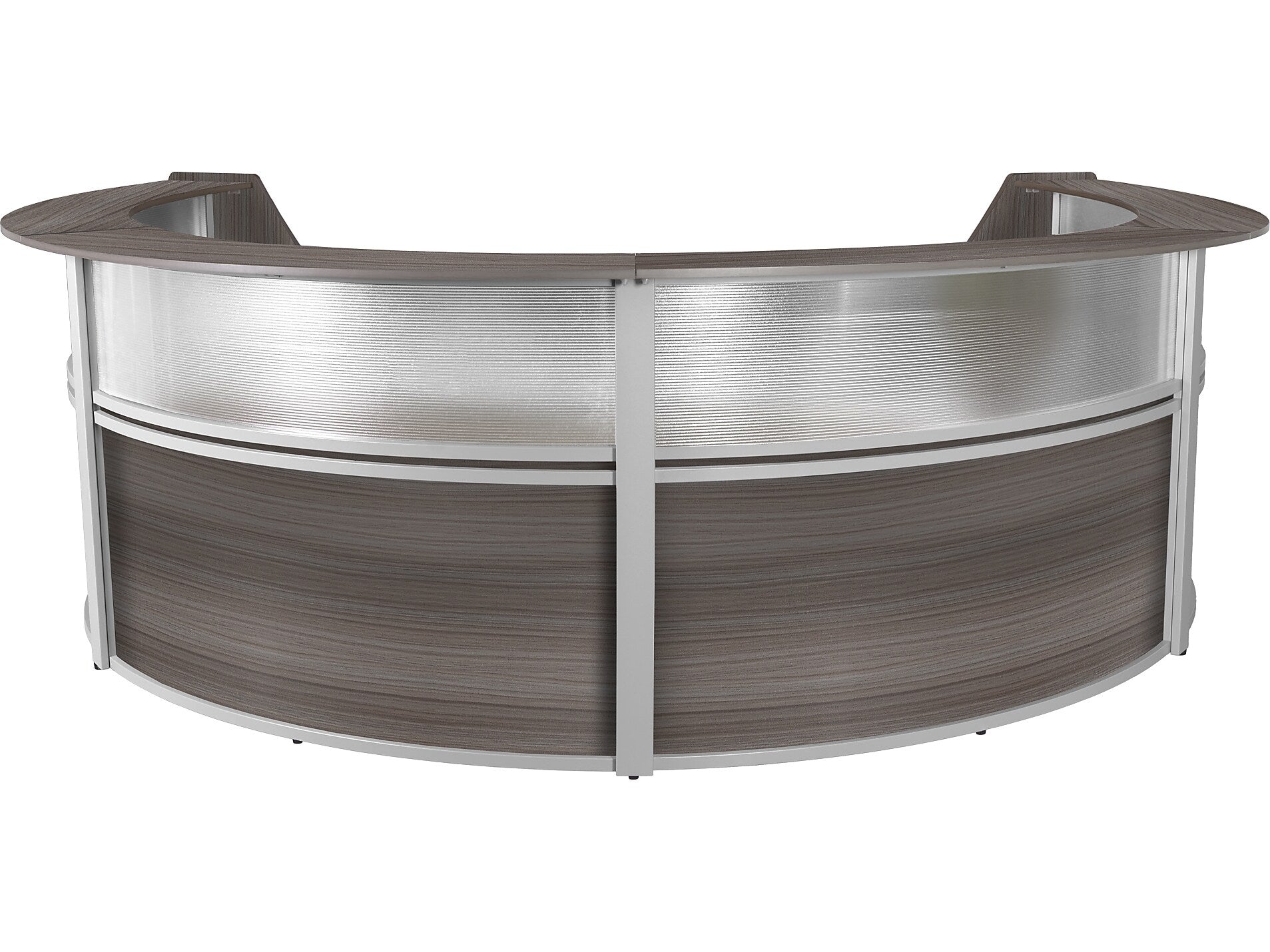 Regency Marque 142"W Curved Reception Desk Workstation, Driftwood Gray (77314GY)