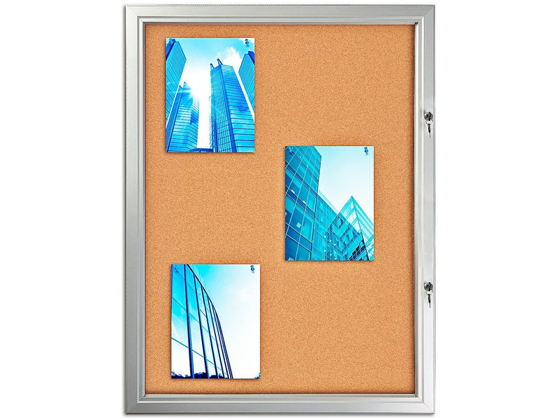 Azar Cork Enclosed Bulletin Board, Aluminum Frame, 42.32" x 32.09" (300231)