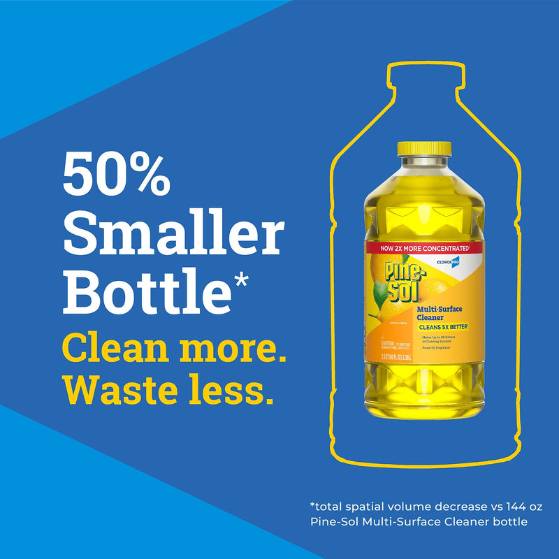 Pine-Sol Multi-Surface Cleaner/Degreaser, Lemon Fresh Scent, 80 Fl. Oz. 3/Carton (60607CT)