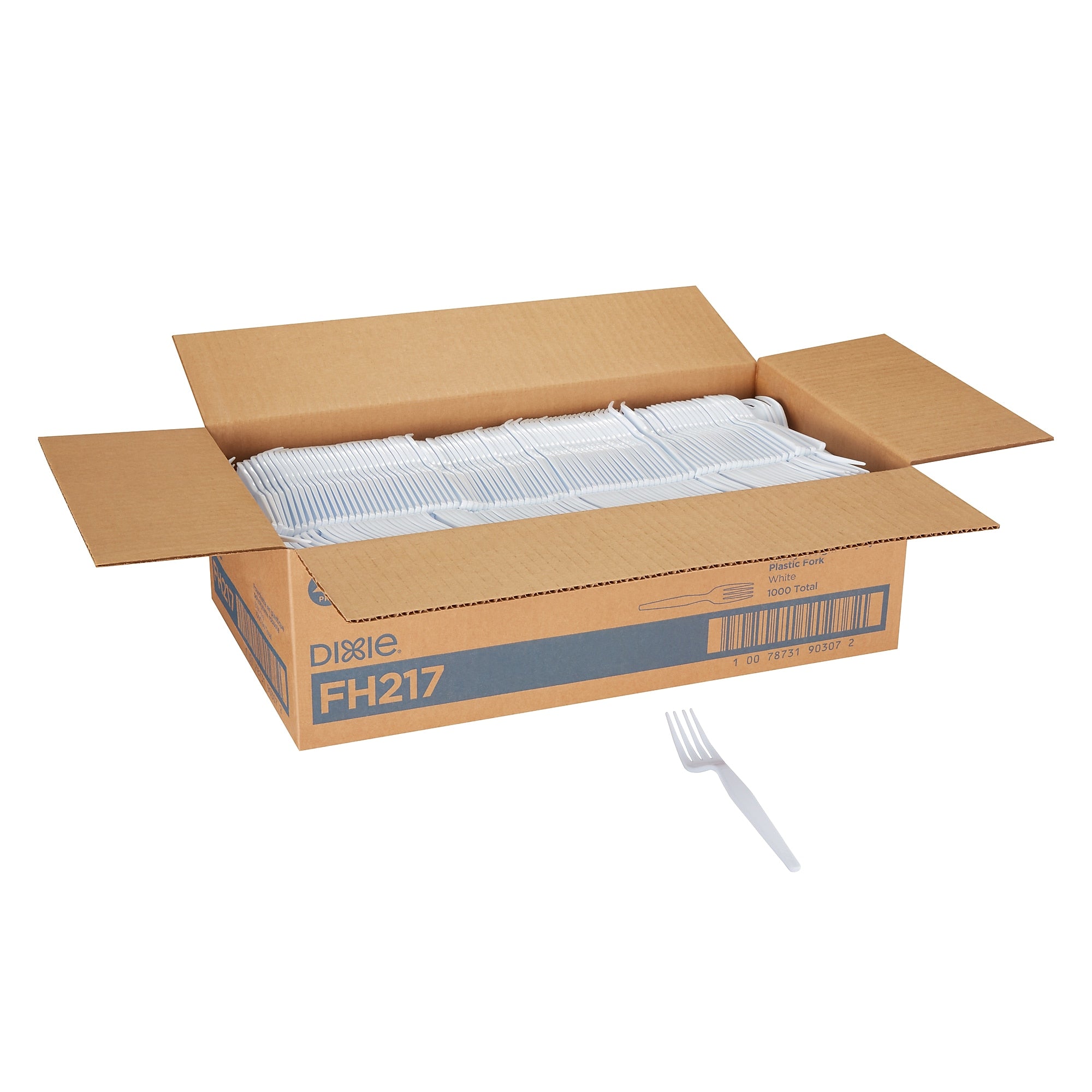 Dixie Plastic Fork, Heavy-Weight, White, 1000/Carton (FH217)