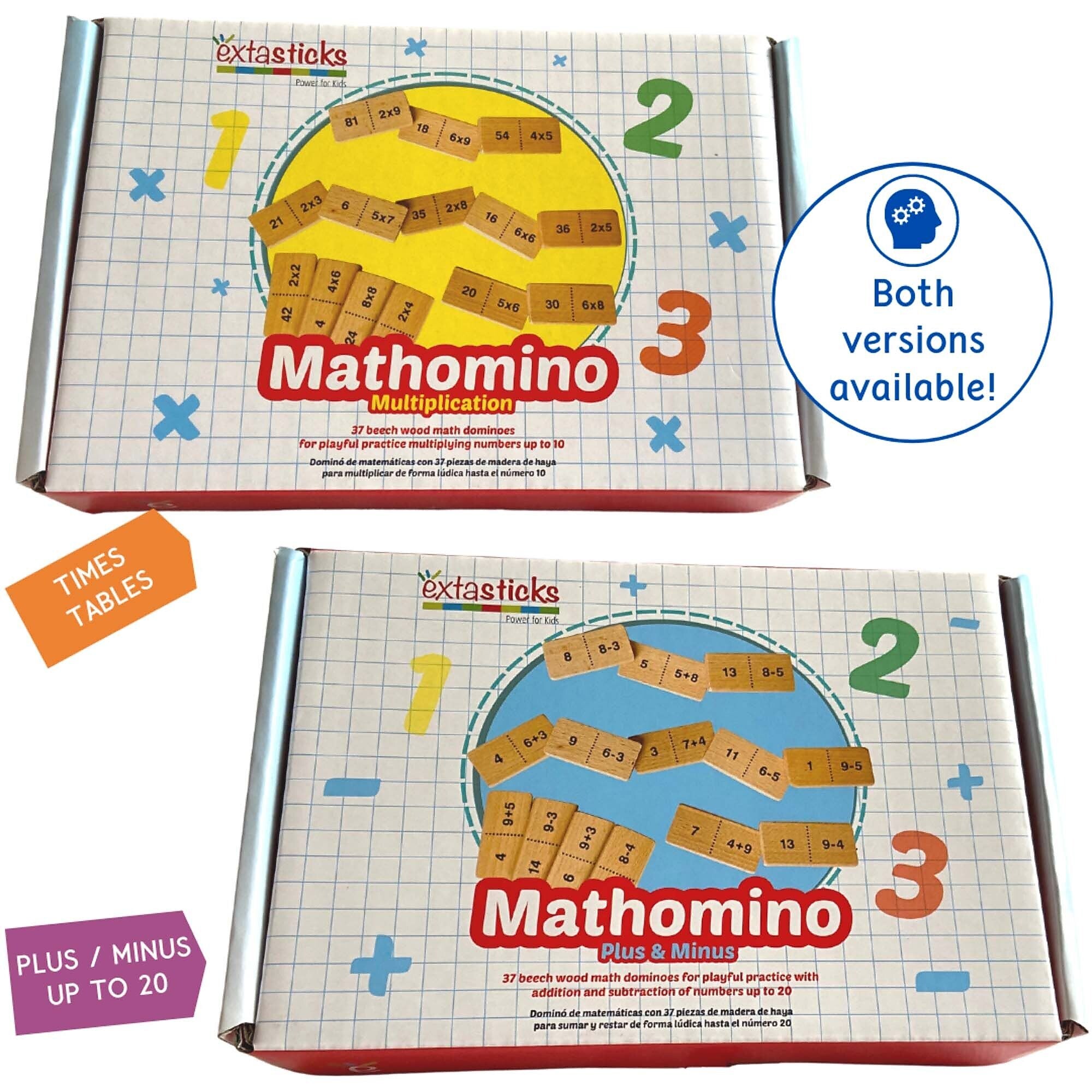 Extasticks Mathomino Plus & Minus up to 20 Addition & Subtraction Wooden Math Domino Game (EXAE3308)