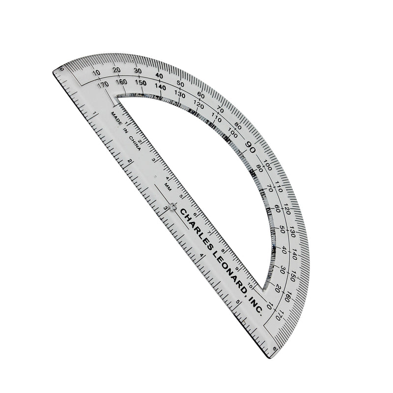 Charles Leonard 180-Degree Protractor, 6", Clear, 12/Pack, 3 Packs/Bundle (CHL77106IP-3)