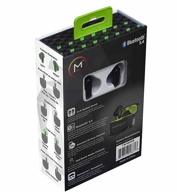 Morpheus 360 Nemesis Wireless Earbuds, Bluetooth, Black (TW1800W)