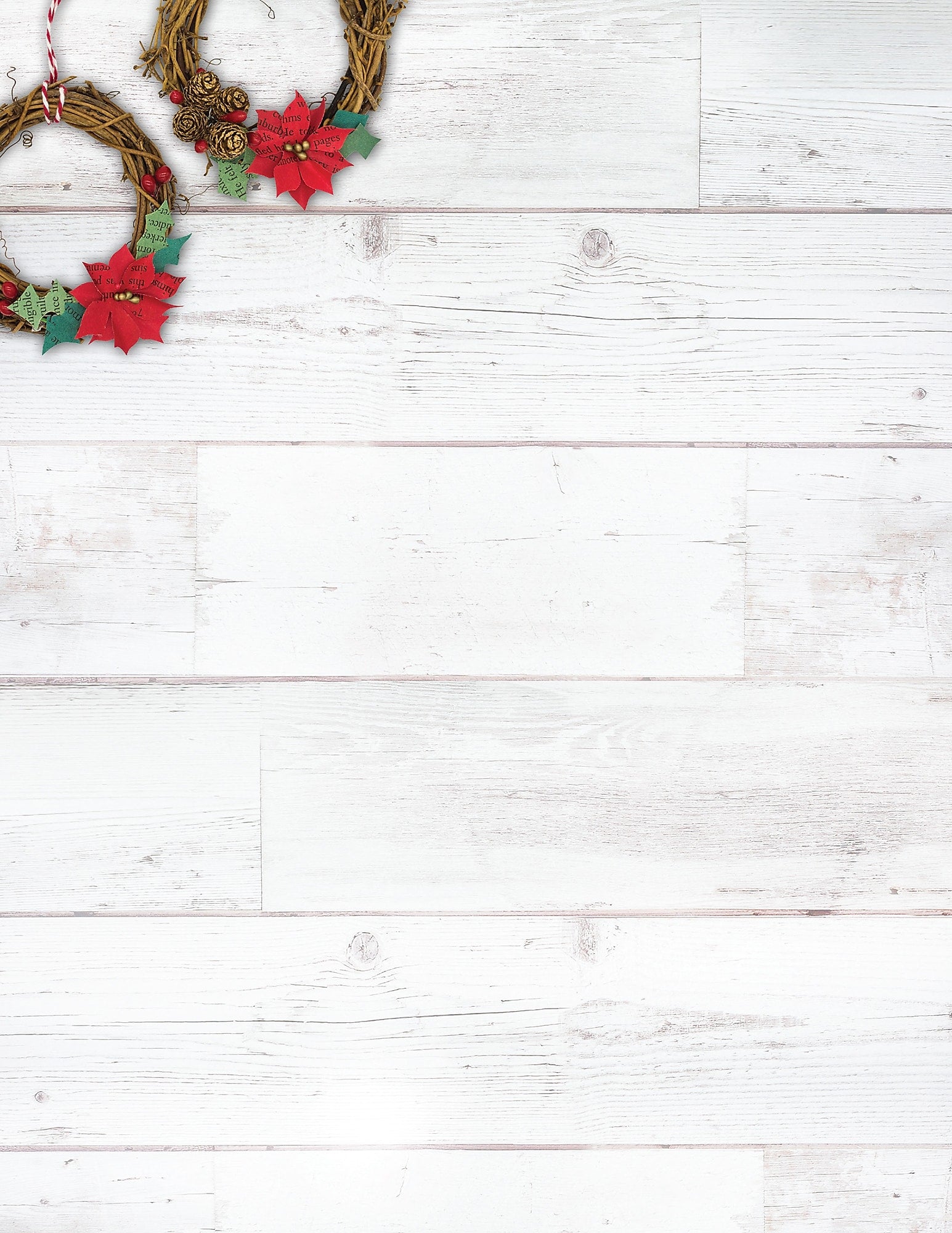 Great Papers! Holiday Stationery Letterhead Wreaths on Wood, Multicolor, 50 sheets (2024039)