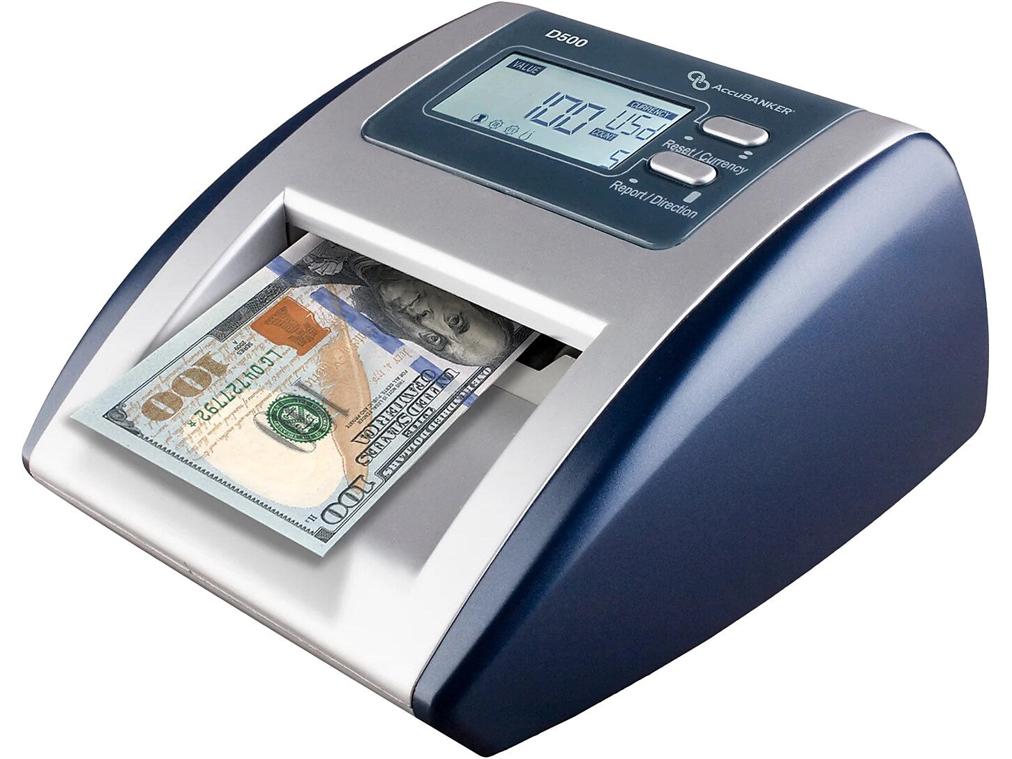 AccuBANKER Automatic Counterfeit Bill and Value Detector, Blue/Gray (D500)