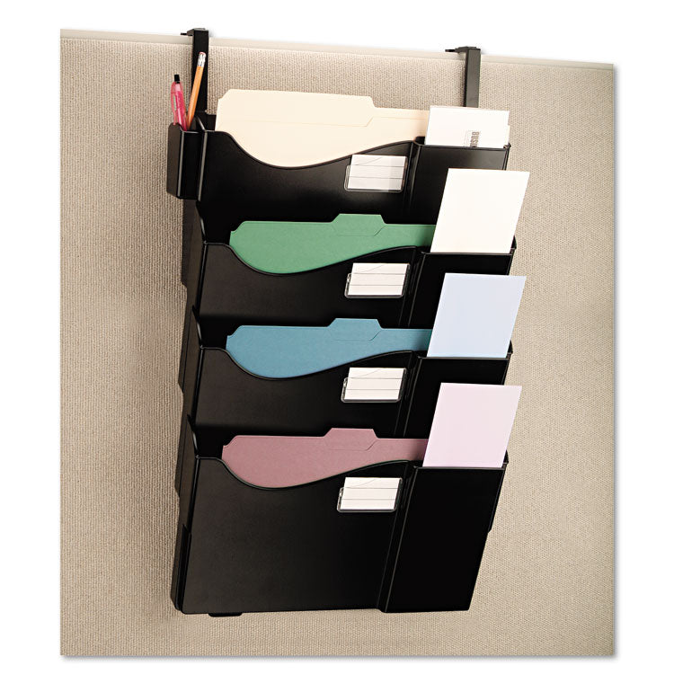Grande Central Filing System, 4 Sections, Legal/Letter Size, Partition Mount, 16.63" x 4.75" x 27.5", Black, 4/Pack