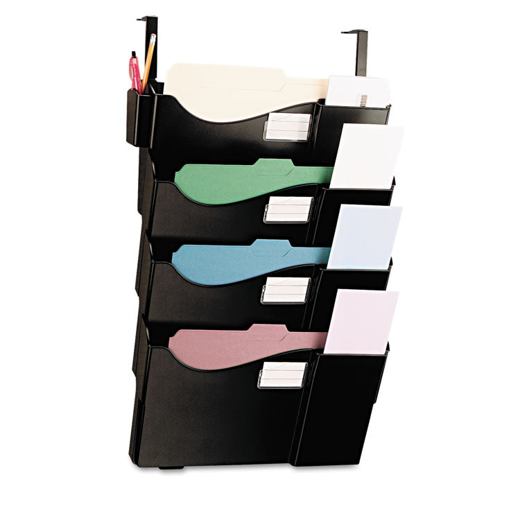 Grande Central Filing System, 4 Sections, Legal/Letter Size, Partition Mount, 16.63" x 4.75" x 27.5", Black, 4/Pack