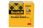 Scotch Permanent Double Sided Tape Refill, 1/2" x 36 yds., Clear, 2/Pack (665-2P12-36)