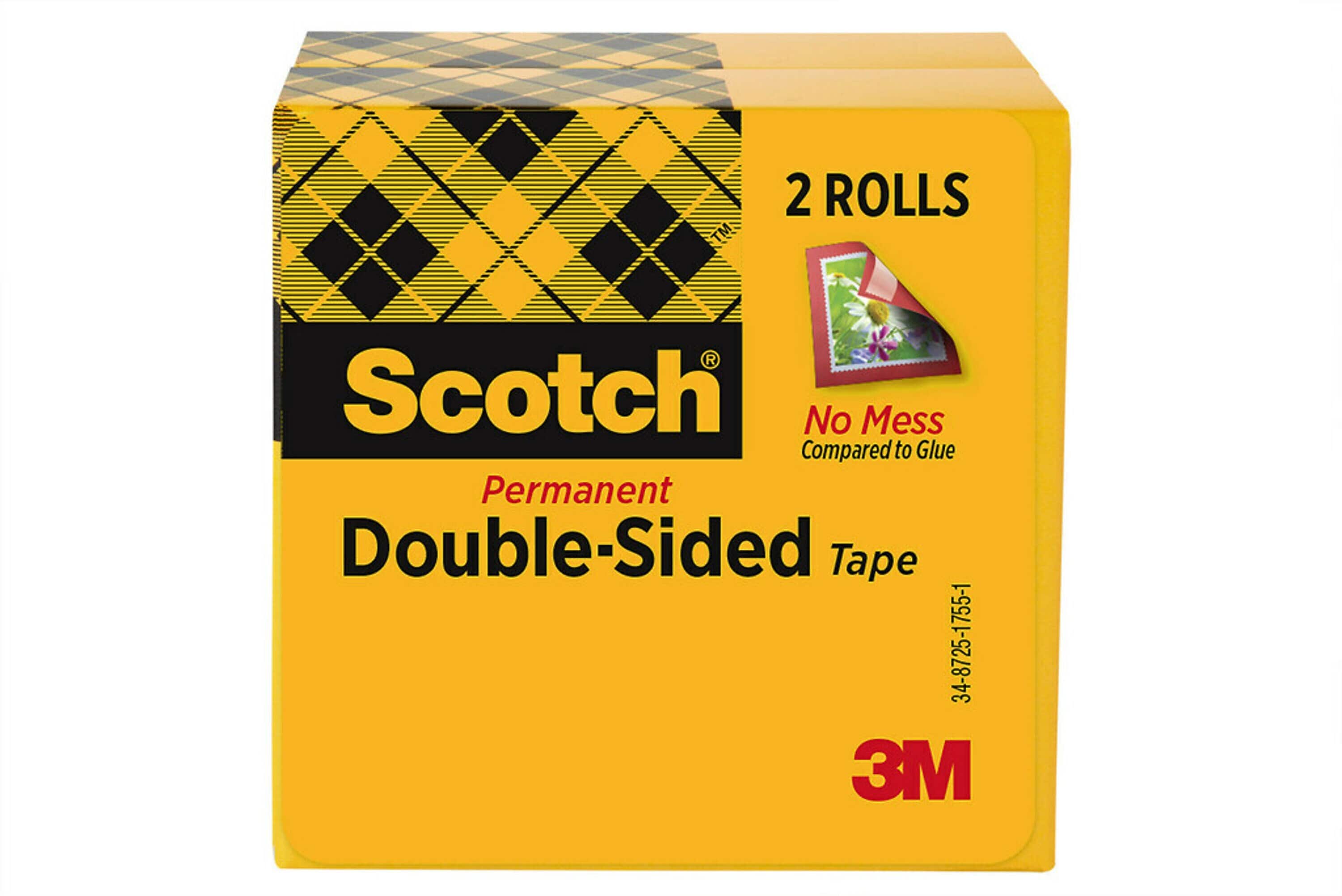 Scotch Permanent Double Sided Tape Refill, 1/2" x 36 yds., Clear, 2/Pack (665-2P12-36)