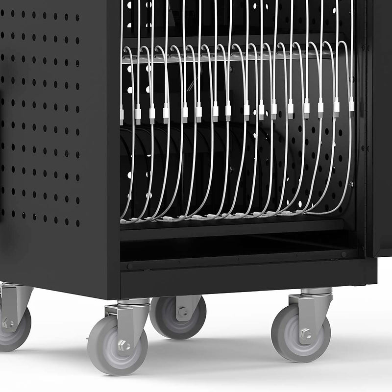 Luxor Lockable 30-Unit USB-C Secure Charging Cart, Black Powder-Coated Steel (CHMC002)