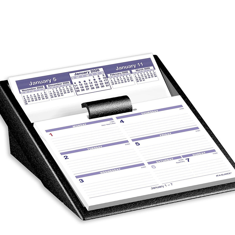 2026 AT-A-GLANCE Flip-A-Week 5.5" x 7" Weekly Desk Calendar, White/Purple (SW700X-00-26)