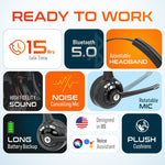 Delton 10X Microphone Wireless Noise-Canceling Bluetooth Mono Trucker Headset, Over-the-Head, Black (DBTHEAD10X)