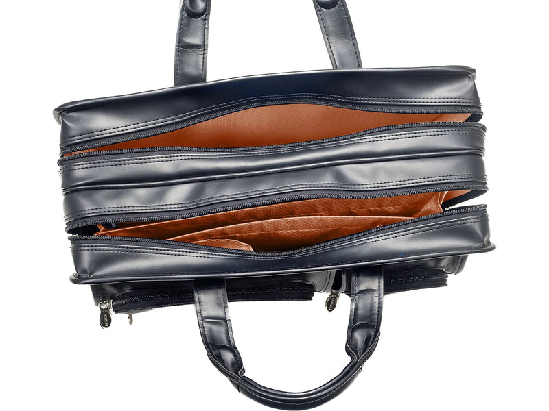 McKlein CLINTON Leather Briefcase, Laptop Compatible, Brown (88444)
