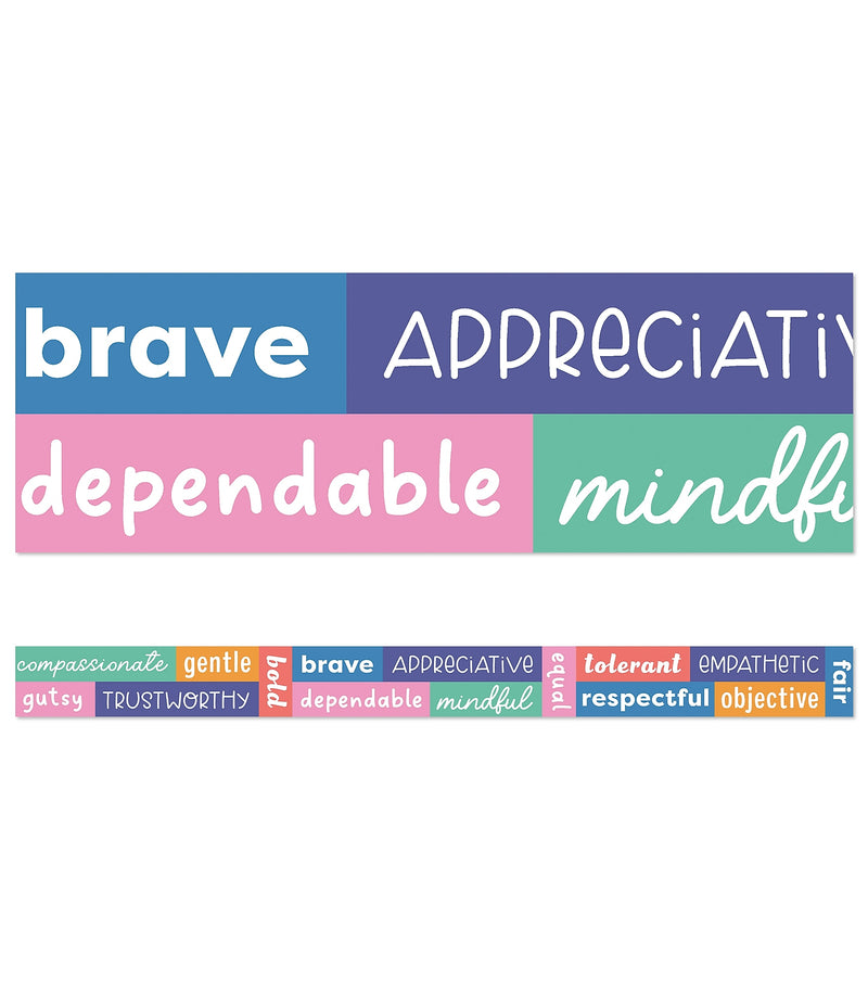Carson Dellosa We Stick Together Straight Borders 3" x 3', Positive Words, 12/Pack (108520)