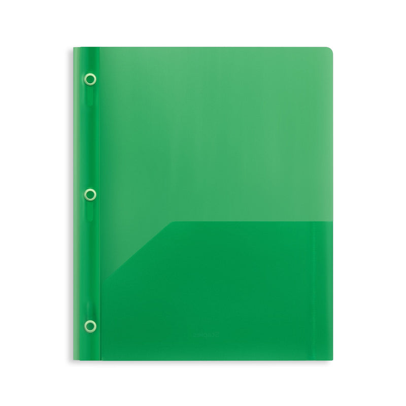 Staples 2-Pocket Plastic Presentation Folder with Fasteners, Green (ST26388-CC)
