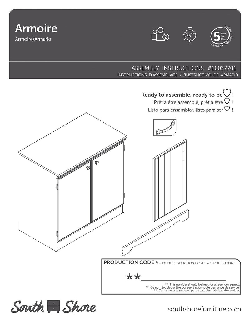 South Shore Morgan Small 2-Door Storage Cabinet, Pure White (7260722)