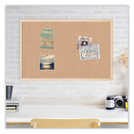 U Brands Cork Bulletin Board, 35 x 23, Tan Surface, Birch Wood Frame