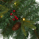 Nearly Natural 6-ft Mixed Pine Artificial Christmas Garland with 35 Clear LED Lights, Berries and Pinecones (W1108)