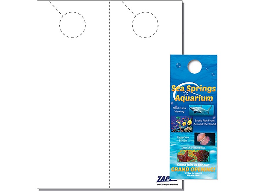 Zapco 2-Up Door Hanger, 8.5" x 11", Vellum Bristol White, 250/Pack (204-250FWH42)