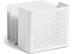 U Brands The Perforated Collection 4-Compartment Metal Desk Storage, White (5990U01-06)