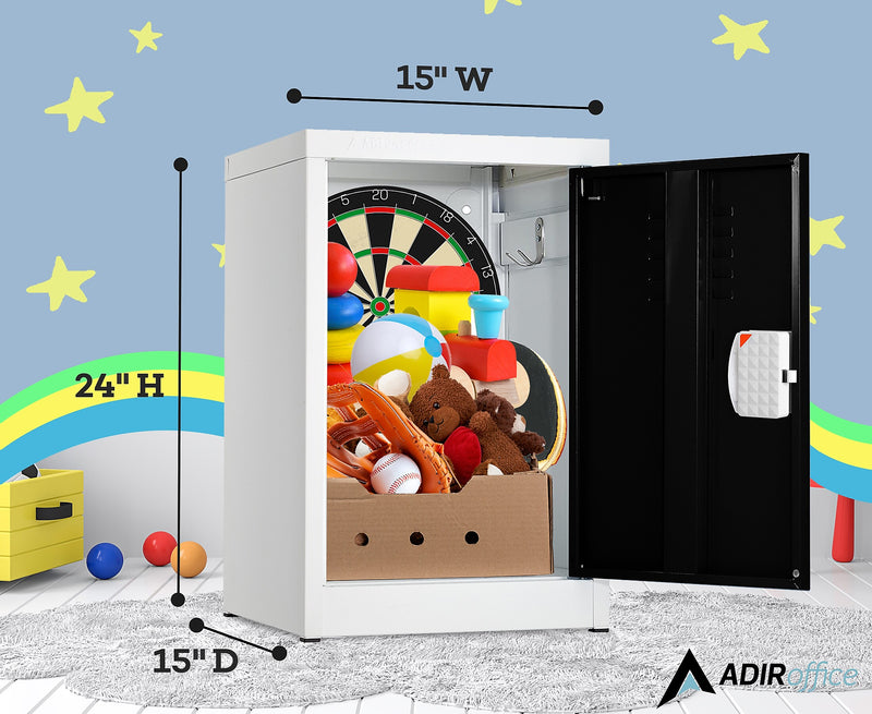 AdirOffice 24"H Single Tier Black Storage Locker (ADI629-02-BLK-DL)