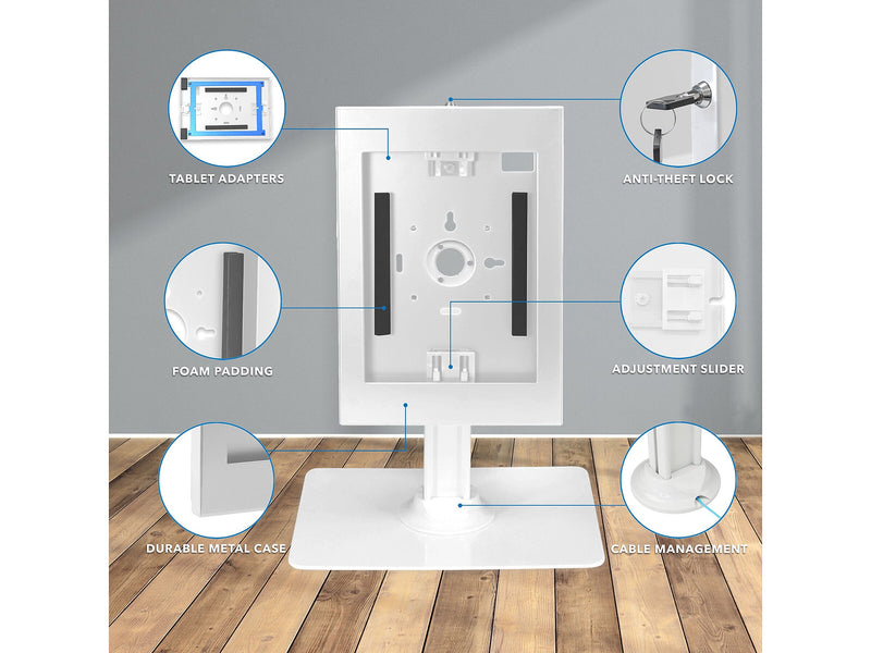 Mount-It! Adjustable Anti-Theft iPad Countertop Stand, White (MI-3771W_G10)