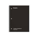Staples 1-Subject Notebook, 8" x 10.5", College Ruled, 70 Sheets, Black, 6/Pack (ST58374C)