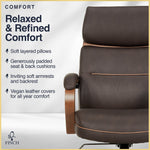 Finch NEO TWO Ergonomic Vegan Leather/Wood Swivel Executive Chair, Brown (52373-BRN)