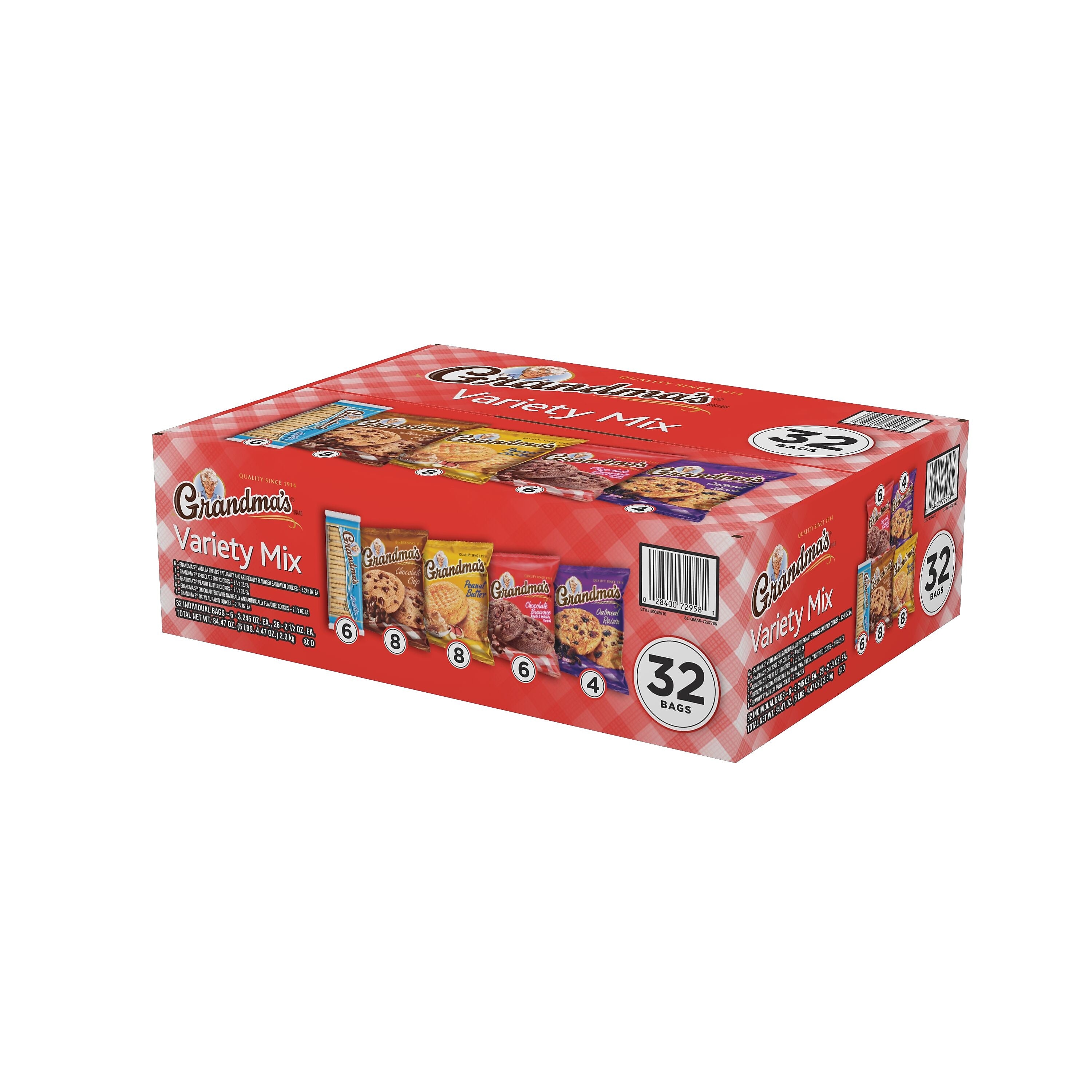 Grandma's Cookies Variety Pack, 32 Packs/Box (FRI14867)