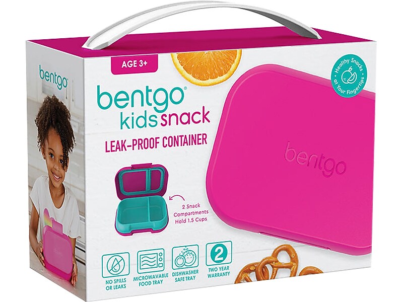 bentgo Kids Snack Container, Fuchsia/Teal, 12 oz. (BGKDSNK-F)