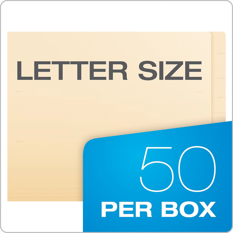 Pendaflex Recycled End Tab File Folder, Straight Cut, Left Position, Letter Size, Manila, 50/Box (H10U1)