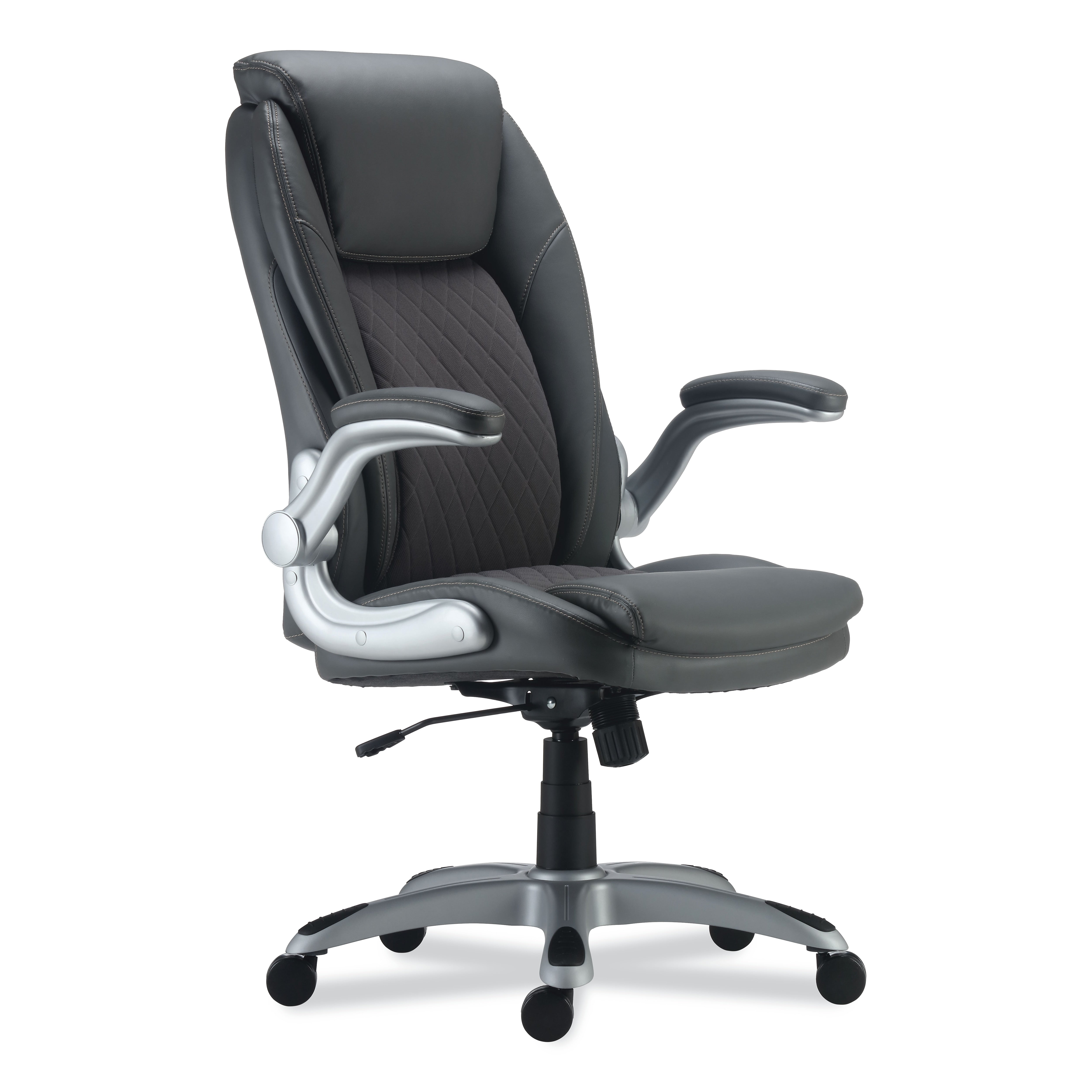 Alera® Leithen Series All Adjustable Arm Leather Computer and Desk Chair, Gray (ALELT4219)