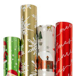 JAM Paper Christmas Wrapping Paper, 25 Sq. ft. x 30", Holographic Merry Christmas Set, 4/Pack (165H4MC)