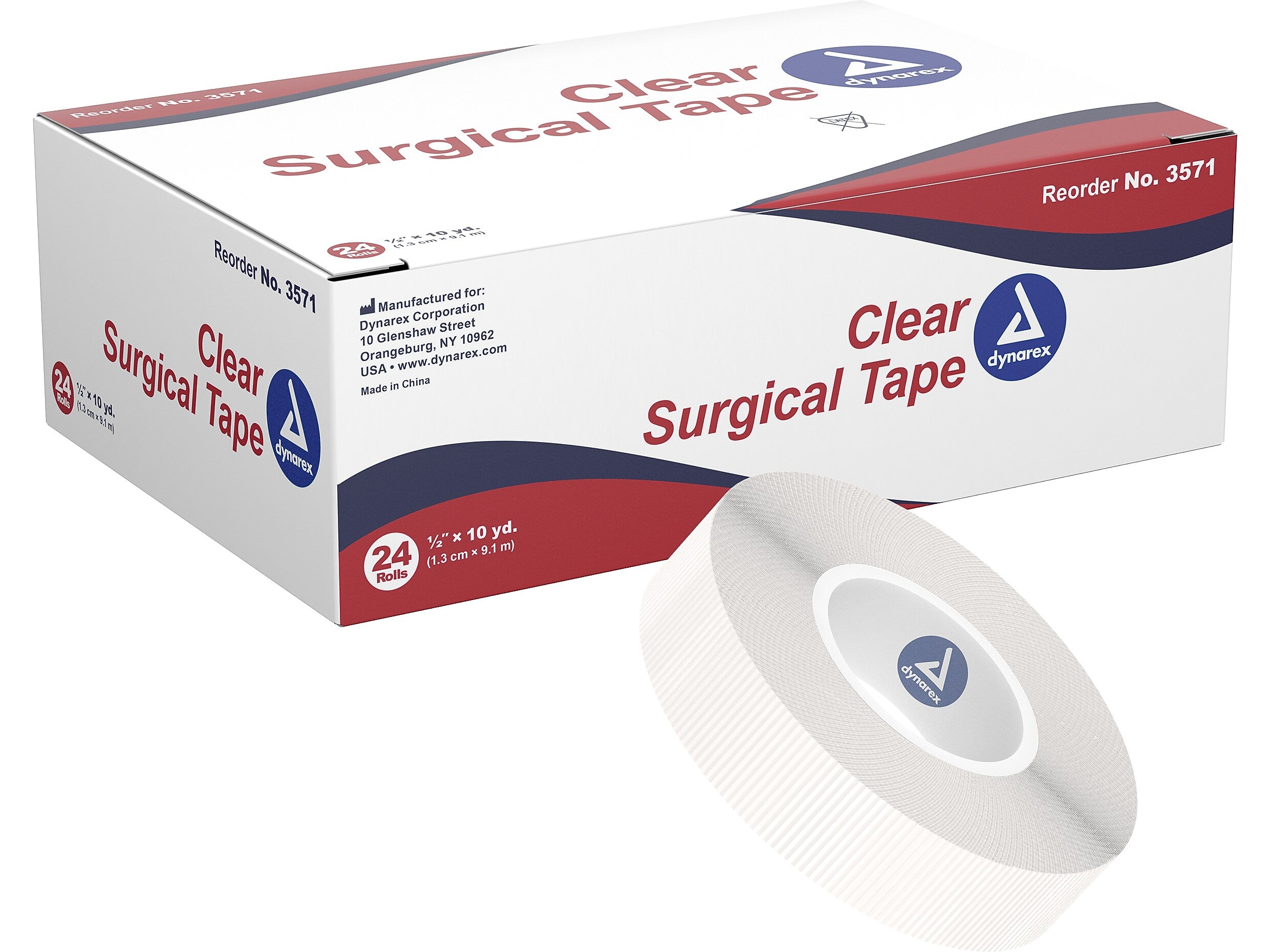 Dynarex Polyethylene Adhesive Tape, 0.5" x 10 yds., 24/Carton (3571)