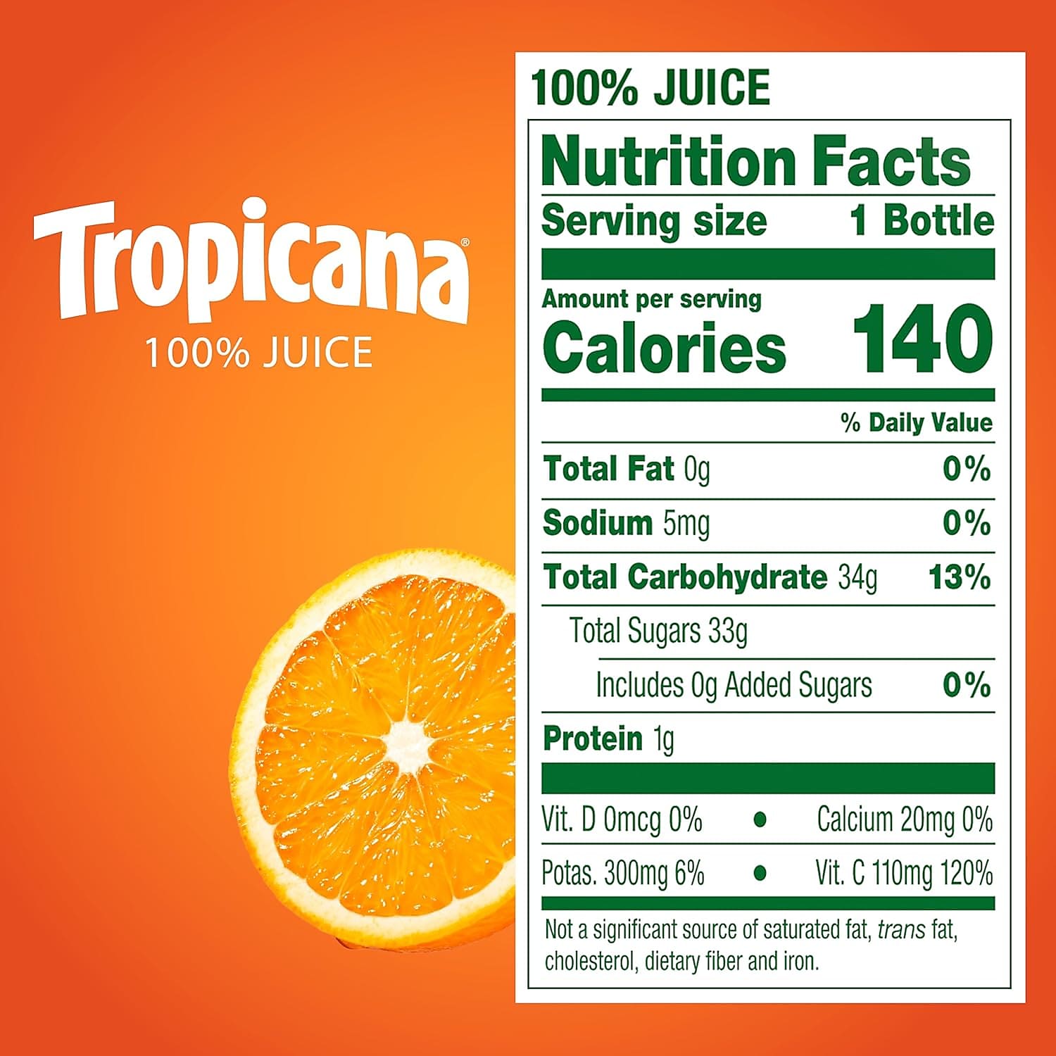Tropicana 100% Orange Juice, No Sugar Added, No Pulp, 10 oz., 24 Bottles/Pack (TRO00233)