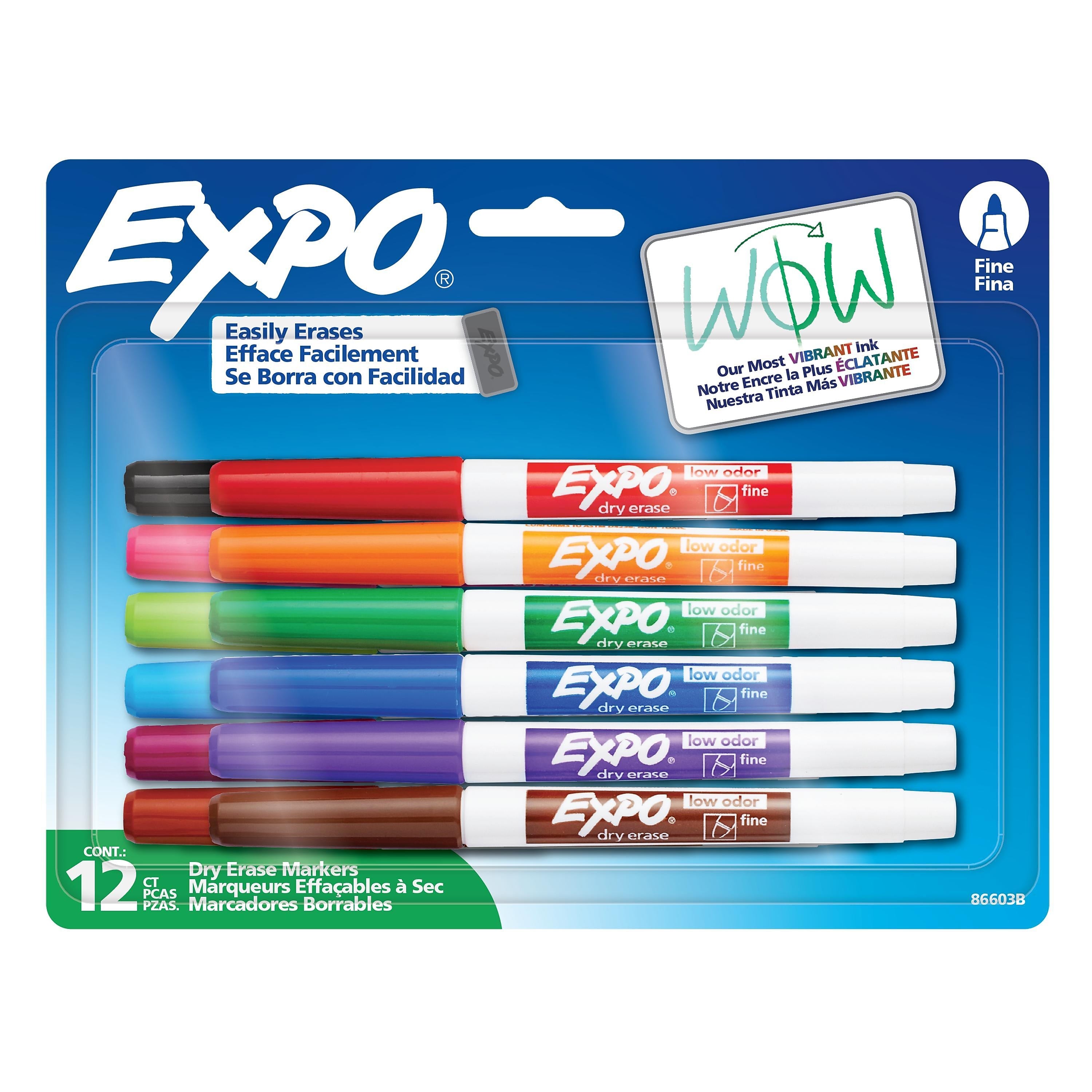 Expo Dry Erase Marker, Fine Tip, Assorted Colors, 12/Pack (86603)