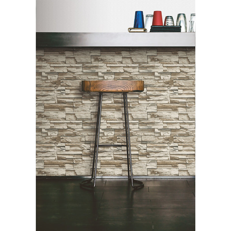 York Wallcoverings Stacked Stone Peel and Stick Wallpaper (RMK9025WP)