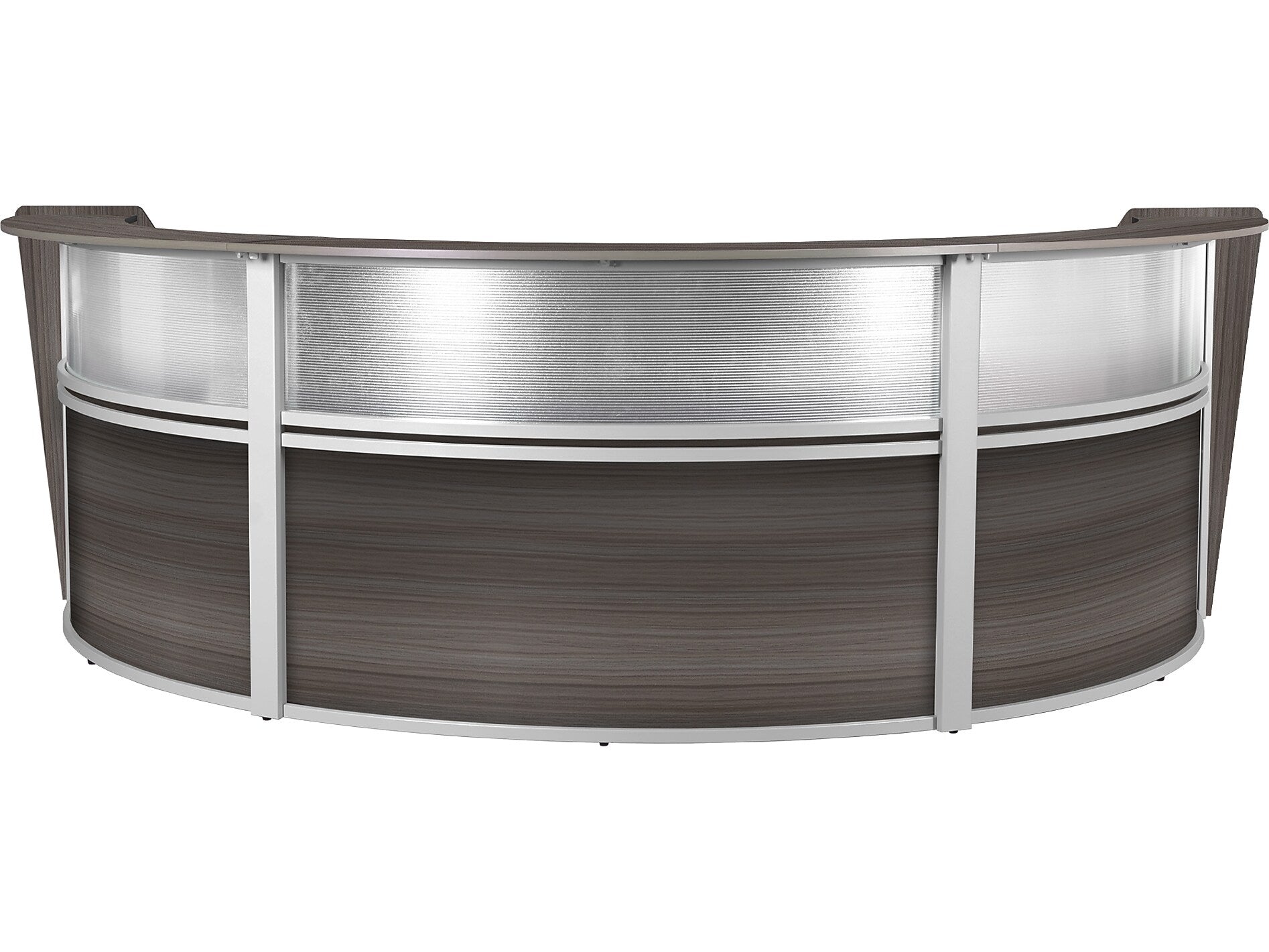 Regency Marque 144"W Curved Reception Desk Workstation, Driftwood Gray (77313GY)