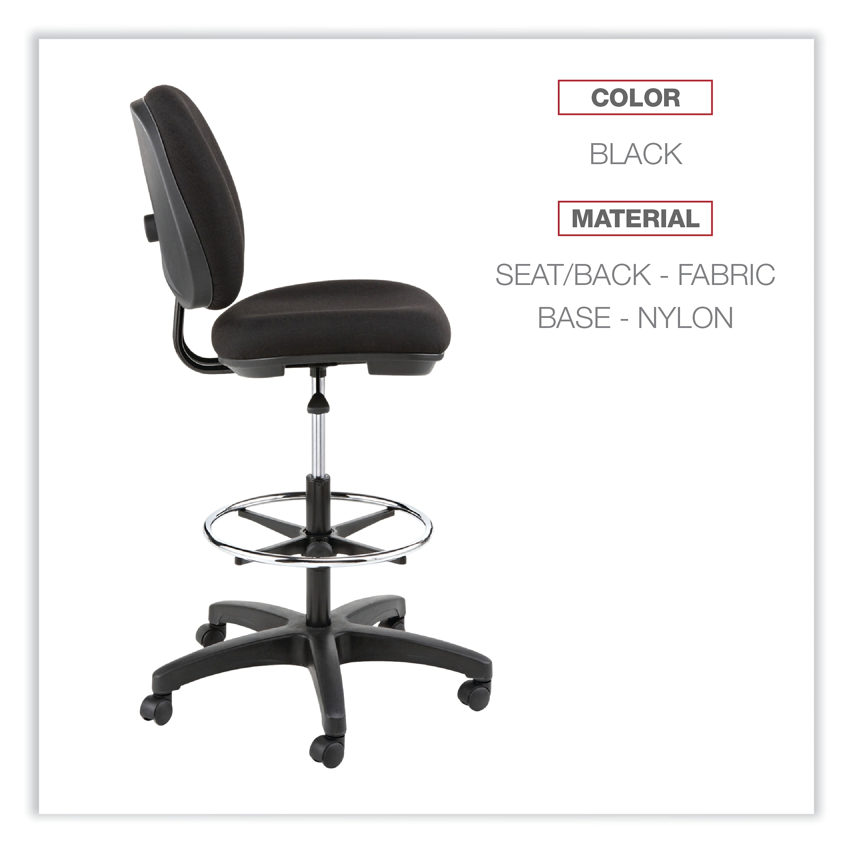 Alera® Interval Series Swivel Task Stool, 100% Acrylic With Tone-On-Tone Pattern, Black