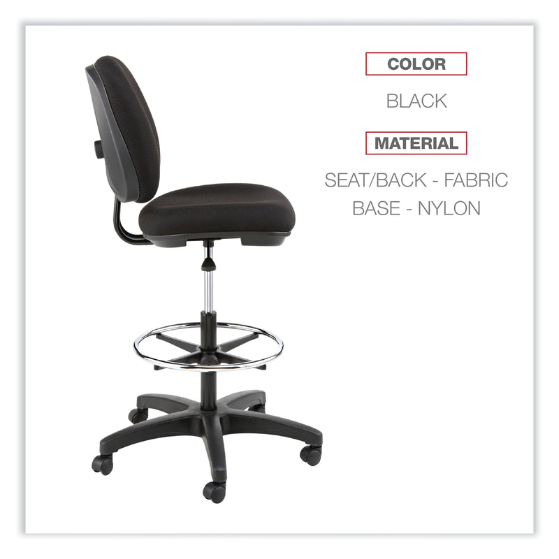 Alera® Interval Series Swivel Task Stool, 100% Acrylic With Tone-On-Tone Pattern, Black