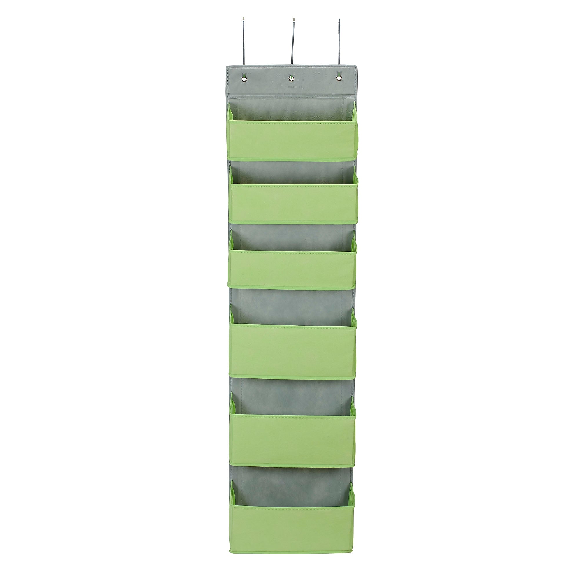 Household Essentials 6 Pocket Plastic/Poly Over the Door Hanging Oranizer, 57" x 15" x 7", Lime (2167-1)