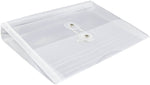 JAM Paper Premium Plastic Filing Envelope with Button & String Closure, 5 1/2" x 7 1/2", Clear, 3/Pack (920B1clx3)
