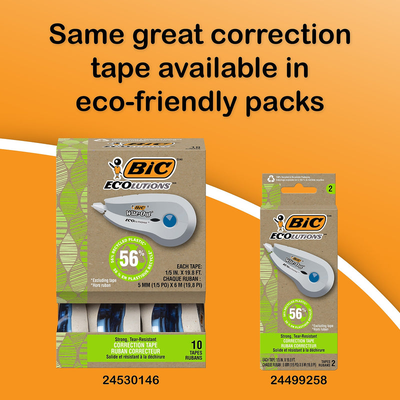 BIC Wite-Out EZ Correct Correction Tape, White, 2/Pack (50592)
