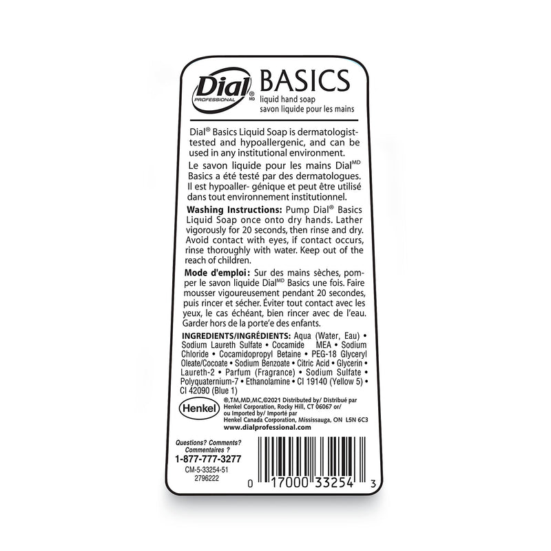 Dial Professional Basics MP Free Liquid Hand Soap, Unscented, 7.5 oz Pump Bottle, 12/Carton (DIA33256)