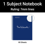 Miquelrius Emotions 1-Subject Notebook, 8.5" x 11", College-Ruled, 80 Sheets, Marine Blue, 5/Pack (48272CS)