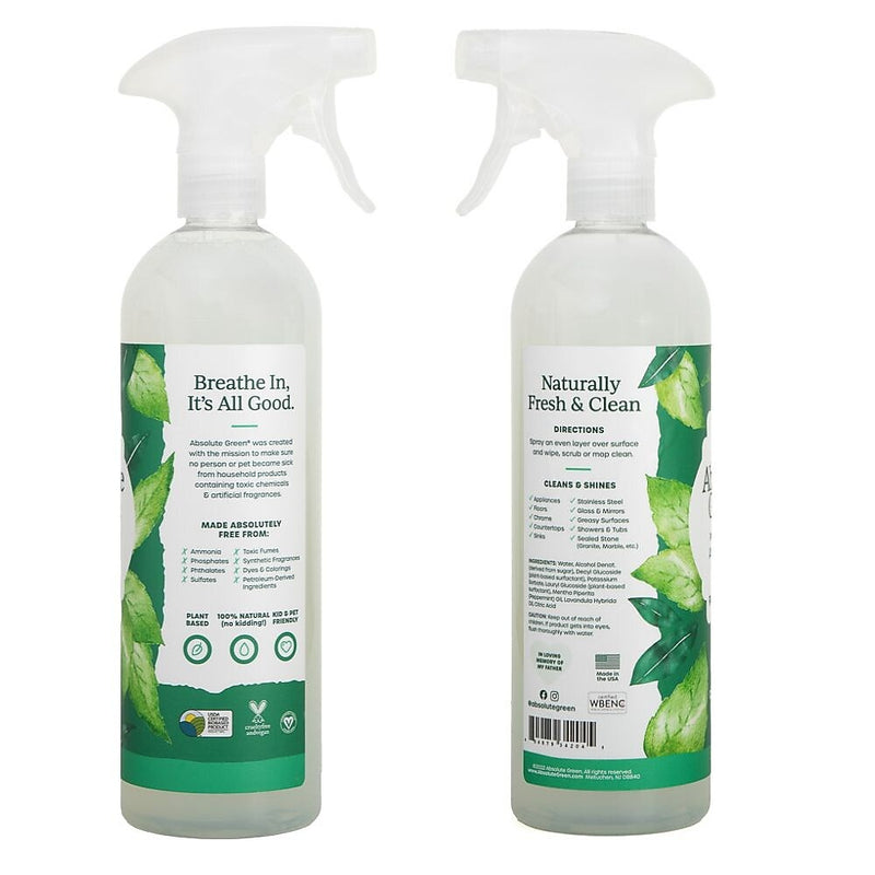 Absolute Green Eco-Friendly  All-Purpose Cleaner, Peppermint Scent, 25 Fl Oz.,  6/Carton (AG14-ST-6)