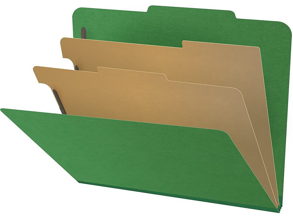 Medical Arts Press Pressboard Classification Folder, 2 Dividers, 2" Expansion, Letter Size, Moss Green, 10/Box